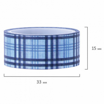Клейкие WASHI-ленты для декора ОТТЕНКИ СИНЕГО, 15 мм х 3 м, 7 цветов, рисовая бумага, ОСТРОВ СОКРОВИ