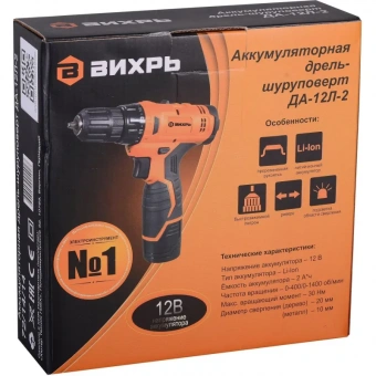 Дрель-шуруповерт аккумуляторная Вихрь ДА-12Л-2 (72/14/14)
