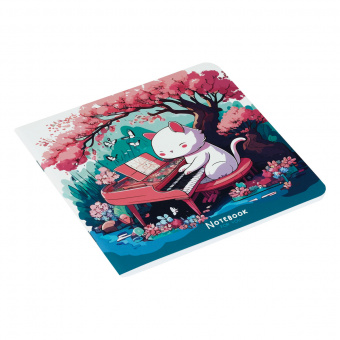 Записная книжка 170*170мм 40л. на скрепке MESHU "Cat`s symphonie", soft-touch ламинация, блок без линовки, 80г/м2