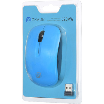 Мышь компьютерная Oklick 525MW голубой опт (1000dpi) беспр USB (2but)