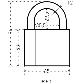 Замок навесной УЗК Аллюр ВС2-1С (65xd=12) алюм.сплав антич/серебро (3кл)