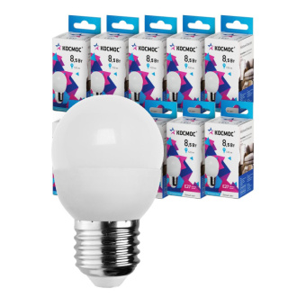 Лампа светодиодная КОСМОС GL45 8.5W E27 4500K 10шт/уп (LED8.5wGL45E2745_10)
