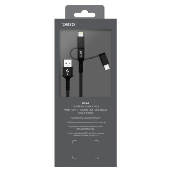 Кабель Pero USB A - USB Type-C - micro USB - Lightning 1 м (4603768350729)