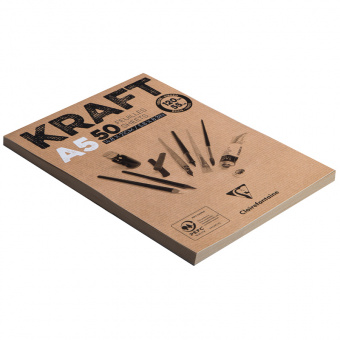 Скетчбук - блокнот 50л., А5 Clairefontaine "Kraft", на склейке, 120г/м2, верже, крафт