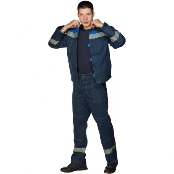 Костюм рабочий летний мужской Арсенал л20-КБР синий/васильковый с СОП (размер 52-54, рост 182-188)