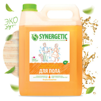 Средство для мытья пола и поверхностей 5 л SYNERGETIC, c дезинфицирующим эффектом, биоразлагаемое, 1