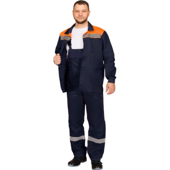 Костюм рабочий летний муж. л16-КПК с СОП син/оранж (р.56-58) 170-176