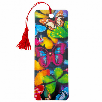 Закладка для книг 3D, BRAUBERG, объемная c движением "Бабочки", с декоративным шнурком-завязкой, 125