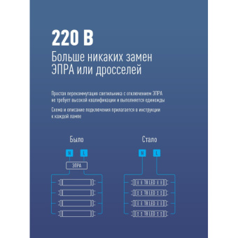 Лампа светодиодная Космос 10 Вт G13 Т8 6500 K холодный белый свет