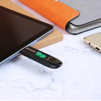 Флеш-диск 128GB TRANSCEND JetFlash 790C, разъем USB 3.2, черный/зеленый, TS128GJF790C