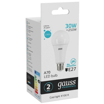 Лампа светодиодная Gauss Elementary 30 Вт E27 грушевидная 4100 K холодный белый