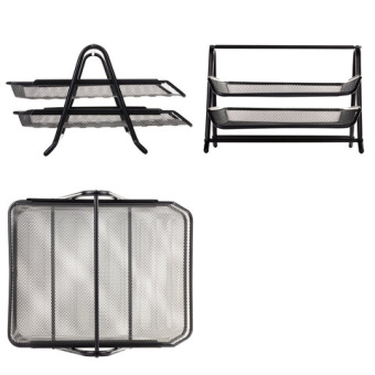 Лоток горизонтальный металлический для бумаг, 2 секции, BRAUBERG "Germanium", А4 (355х205х295 мм), ч