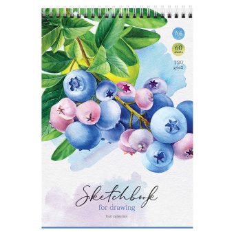 Скетчбук 60л., А6 ArtSpace "Fruit Collection", на гребне, 120г/м2