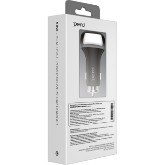 Зарядное устройство автомобильное PERO AC06 USB-C PD/USB-C PD/50W/черное