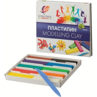 Пластилин 10цв,Классика,200гр,со стеком