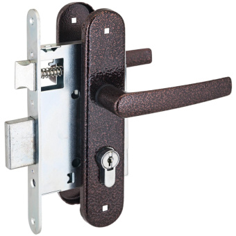 Замок врезной УЗК_Птимаш ЗВ4-3.08 сталь медь стяжки(с руч,д/дер.дв/4кл)