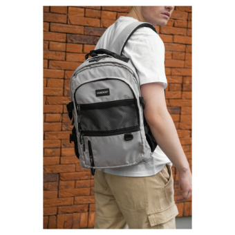 Рюкзак HEIKKI TRILL (ХЕЙКИ) универсальный, 3 отделения, серый с черными вставками, 43х31х14 см, 2725
