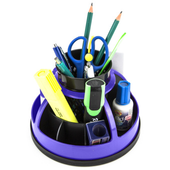 Подставка-органайзер для канцелярских принадлежностей Attache 9 отделений фиолетовая/черная 16x16x11 см вращающаяся
