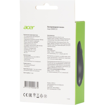 Мышь компьютерная Acer OMR131 черн. оптичес. (1000dpi) беспровод,USB (2but)