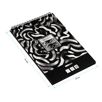Скетчбук 40л., А5 ArtSpace "Black line. Strokes", на гребне, 120г/м2, черный блок