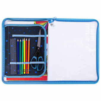 Папка для труда на молнии ЮНЛАНДИЯ А4, 1 отделение, откидная планка, органайзер, "Football", 270986