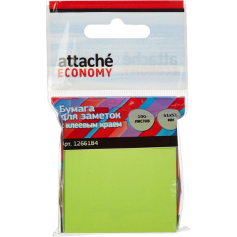 Стикеры Attache Economy 51x51 мм неоновый зеленый (1 блок, 100 листов)