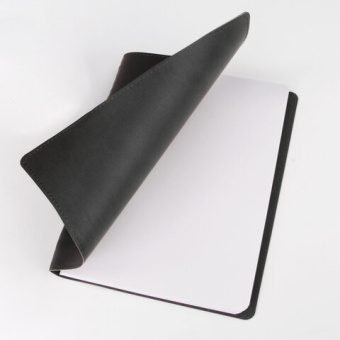 Тетрадь А5 (148x218 мм), BRAUBERG "Office PRO", под кожу, гребень, 80 л., черная