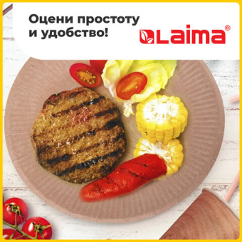 Тарелка одноразовая крафт бумажная 230 мм, КОМПЛЕКТ 100 штук, LAIMA ECO CRAFT