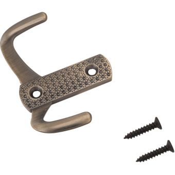 Вешалка настенная УЗК Крючок двухрожковый СТАНДАРТ 011 B AB (10204),ст.брон