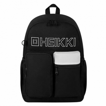 Рюкзак HEIKKI UNIQUE (ХЕЙКИ) универсальный, 6 карманов, черный с белыми вставками, 42х29х16 см, 2725