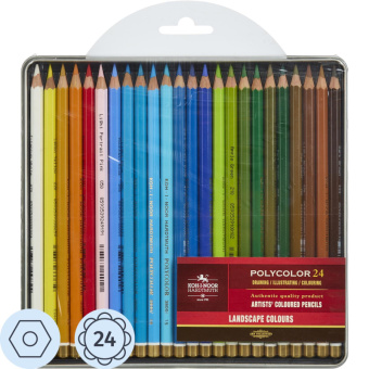 Карандаши цветные худож POLYCOLOR Пейзаж 24цв/наб мет.кор. 3824024015PL