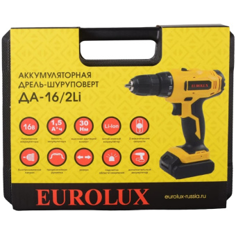 Дрель-шуруповерт аккумуляторная ДА-16/2Li Eurolux (72/14/51)