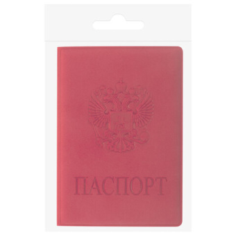 Обложка для паспорта STAFF, мягкий полиуретан, "ГЕРБ", красная, 237612