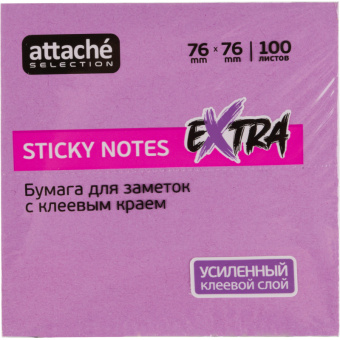 Стикеры Attache Selection Extra 76х76 мм неоновые фиолетовые (1 блок, 100 листов)