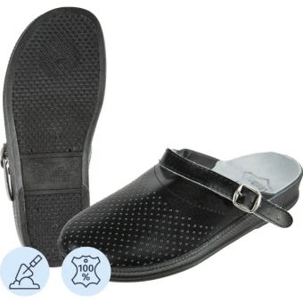 Спец.обувь Сабо муж.нат.кожа цв.чёрный(р.45) (10-12-7)