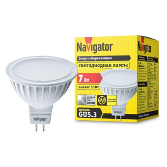 Лампа светодиодная Navigator NLL-MR16-7-230-4K MR 7Вт GU5.3 4000К 560Лм 220В 94245