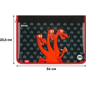 Папка для труда Комус Три Богатыря Горыныч,А4,резинк,ткань,340х235х30,ПТ-Р4