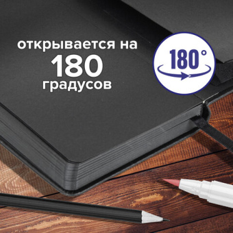 Скетчбук, черная бумага 140 г/м2 90х140 мм, 80 л., КОЖЗАМ, резинка, карман, BRAUBERG ART, черный, 11