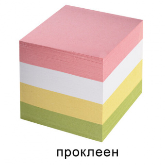 Блок для записей STAFF, проклеенный, куб 8х8 см, 800 листов, цветной, чередование с белым, 120383