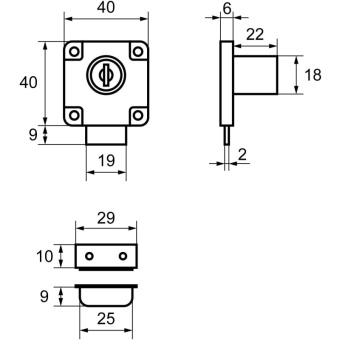 Замок мебельный Стандарт 138-22М хромированный