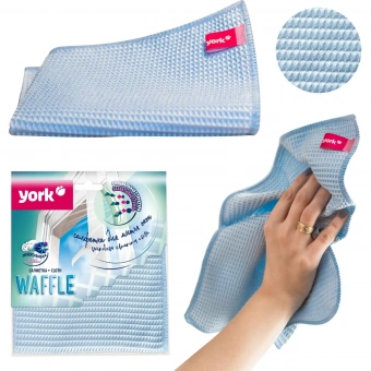 Салфетка хозяйственная для стёкол и зеркал York Waffle микрофибра 35x35 см 330 г/кв.м голубая