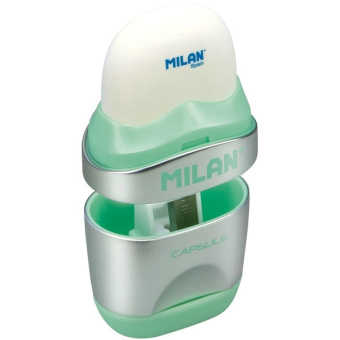 Ластик-точилка Milan Capsule Silver из натурального каучука с двумя запасными ластиками