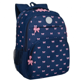 Рюкзак GRIZZLY школьный, анатомическая спинка, 2 отделения, для девочек, "PINK BOWS", 39х30х20 см, R