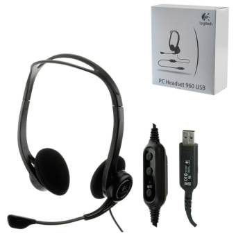 Наушники с микрофоном (гарнитура) LOGITECH PC 960, проводная, компьютерная, 2,4 м, стерео, USB, черн
