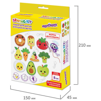 Набор для шитья игрушки из фетра "Вкусняшки", 10 игрушек, ЮНЛАНДИЯ, 664734
