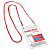 Бейдж вертикальный БОЛЬШОЙ (120х90 мм), на красном шнурке 45 см, 2 карабина, ОФИСМАГ, 235720
