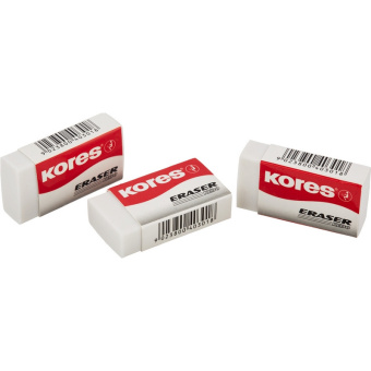 Ластик Kores,40x21x10mm,блистер,3шт,KE-30