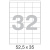 Этикетки самоклеящиеся MEGA LABEL 52,5х35 мм / 32 шт. на листе А4 (100 листов/уп.)