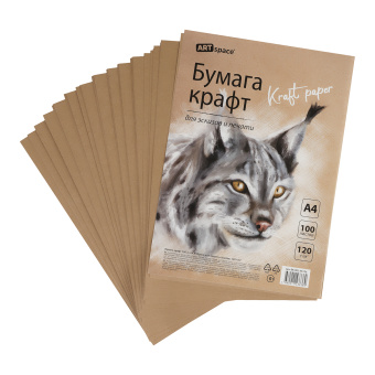 Бумага крафт, 100л., А4 ArtSpace, для печати и эскизов, 120г/м2