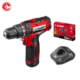 Дрель-шуруповерт аккумуляторная Li-ion ЗУБР ДШЛ-125-21, 12 В, 1 АКБ (2Ач)